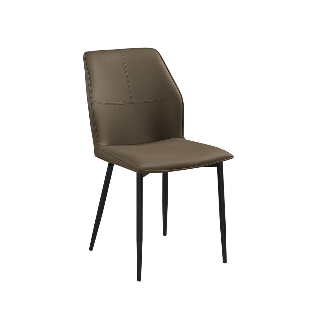 6x Dining Chair Brown Faux Leather Upholstered Seat Powder Coated Iron Legs