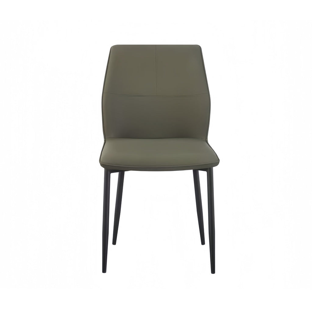6x Dining Chair Brown Faux Leather Upholstered Seat Powder Coated Iron Legs