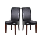 2x Wooden Frame Black Leatherette Dining Chairs with Solid Pine Legs