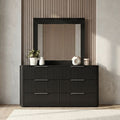 Solid Rubber Wood Dresser with Mirror in Black colour