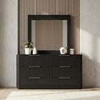 Solid Rubber Wood Dresser with Mirror in Black colour
