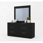 Solid Rubber Wood Dresser with Mirror in Black colour