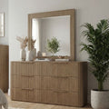 Solid Rubber Wood Dresser with Mirror in Oak colour