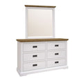 Miami White Dressing Chest with Mirror 6 Storage Drawers Slim Metal Handles