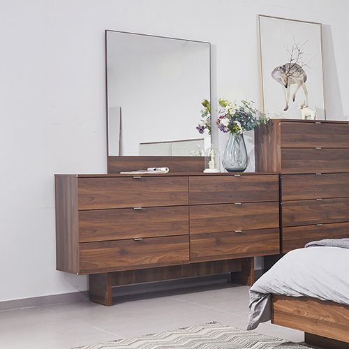 Dresser Mirror with Melamine Finishing 6 Drawers