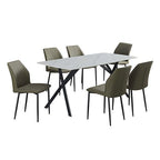 Dining Set Sintered Stone Table Faux Leather chairs