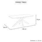 Dining Table Rectangular Shape Grey Sintered Stone Top Powder Coated Iron Legs