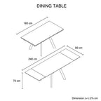 Sintered Stone Top Sturdy Feet Powder Coating Dining Table