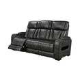 3 Seater Electric Air Leather Dark Grey Recliner