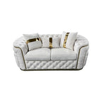 3+2+1 Seater Sofa Set Beige Velvet Fabric