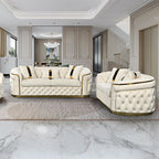 3+2 Seater Sofa Set Beige Velvet Fabric