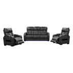 3-1-1 Seater Electric Air Leather Dark Grey Recliner Set
