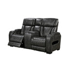 3-2-1 Seater Electric Air Leather Dark Grey Recliner Set