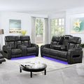 3-2 Seater Electric Air Leather Dark Grey Recliner Set