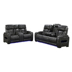 3-2 Seater Electric Air Leather Dark Grey Recliner Set