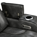 3-2 Seater Electric Air Leather Dark Grey Recliner Set