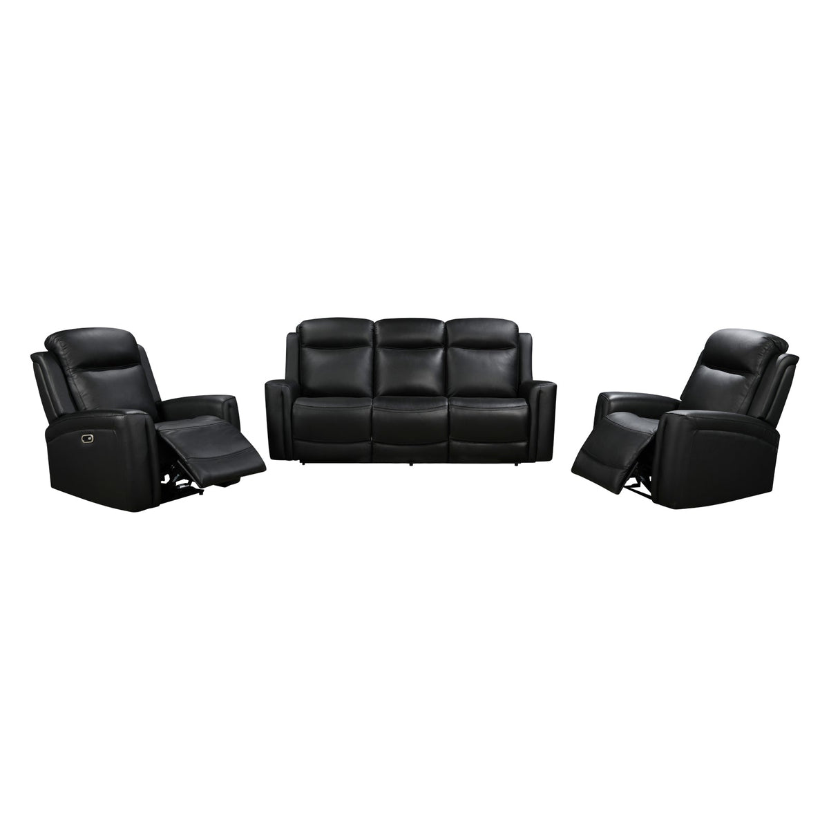 3-1-1 Seater Electric Leather/PVC Black Recliner Set