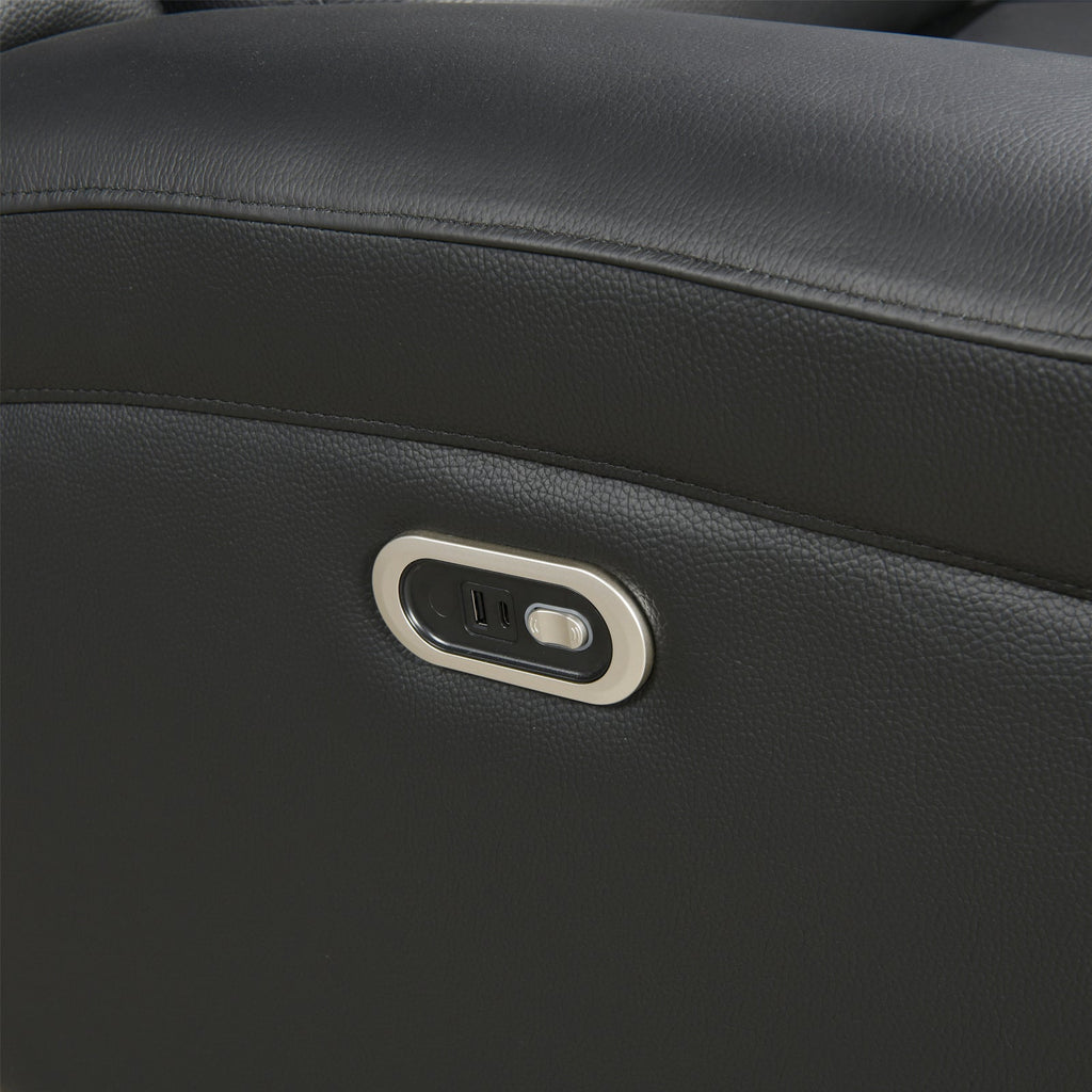 3-1-1 Seater Electric Leather/PVC Black Recliner Set