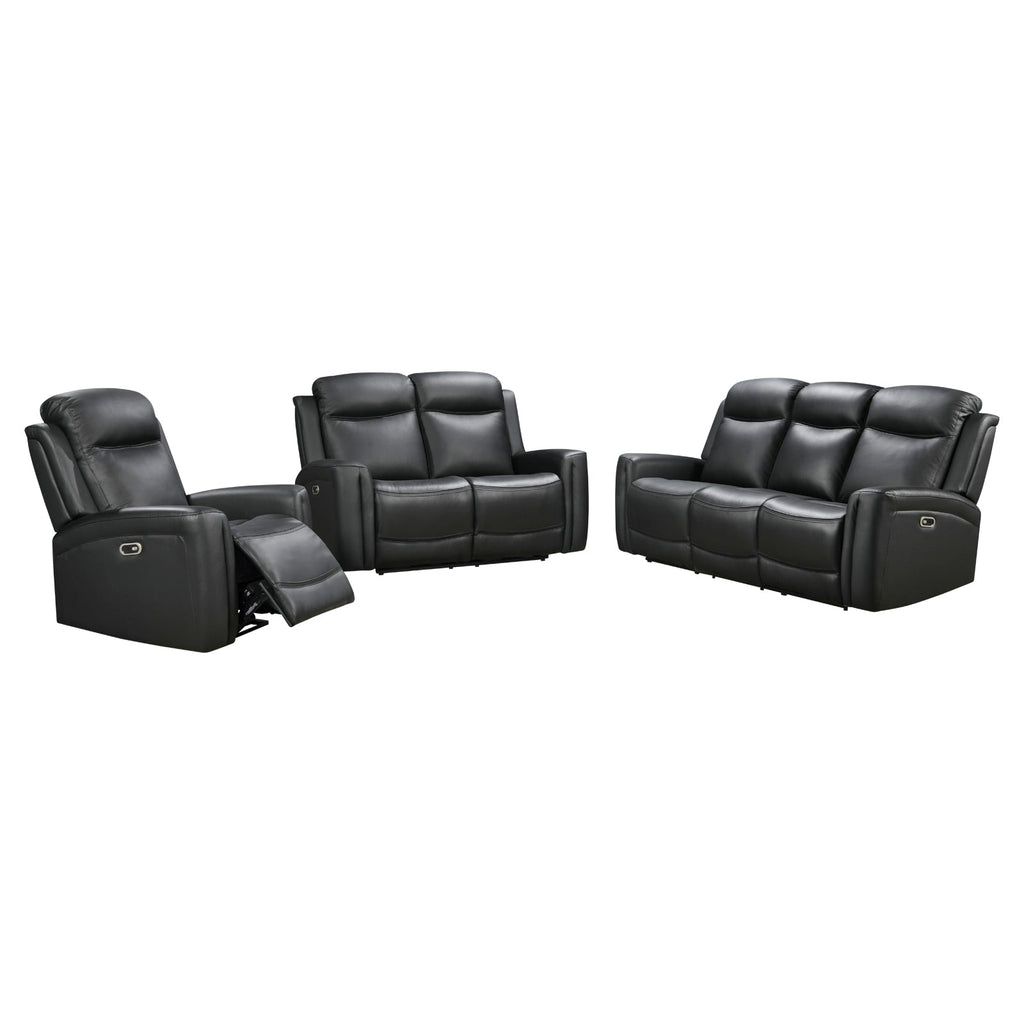 3-2 Seater Electric Leather/PVC Black Recliner Set
