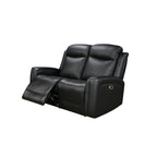 3-2 Seater Electric Leather/PVC Black Recliner Set