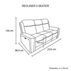 3-2 Seater Electric Leather/PVC Black Recliner Set