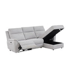 Fabric Electric Recliner Grey Chaise Sofa with Storage