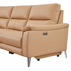 Top Grain Leather Electric Recliner Chaise Sofa with Storage