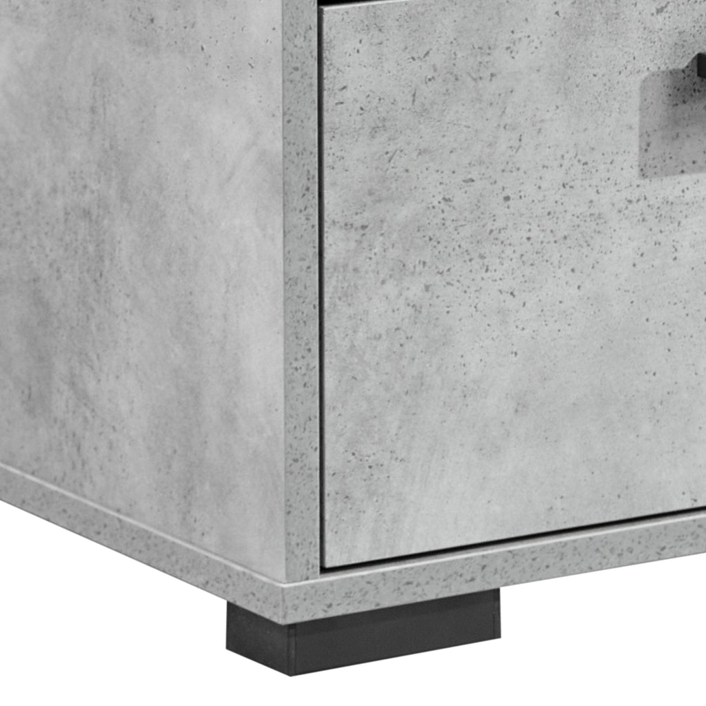 Dressing Chest With 6 Storage Drawers MDF Mirror Combination of Black & Cement Colour