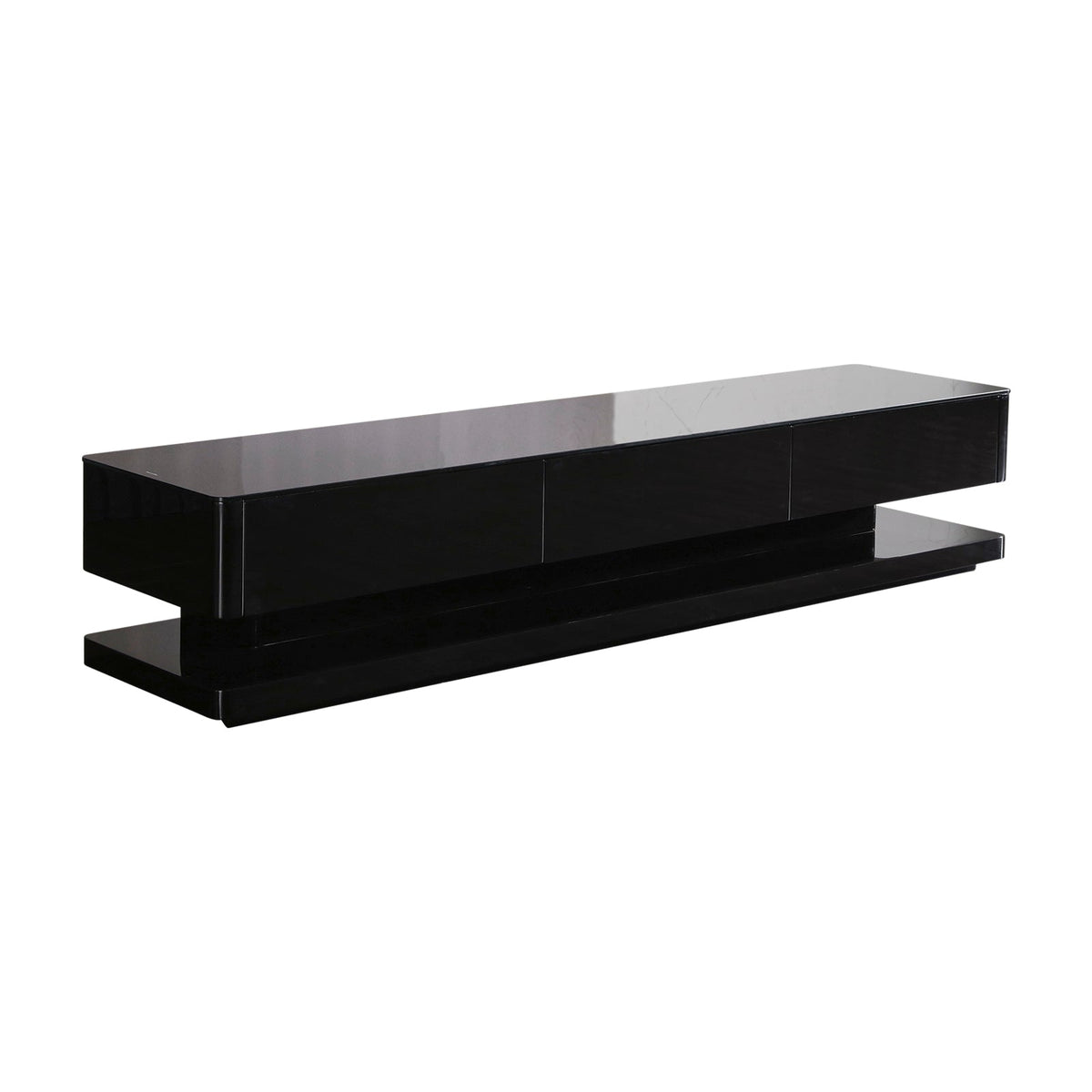 TV Cabinet with 3 Storage Drawers With High Glossy Assembled Entertainment Unit in Black colour