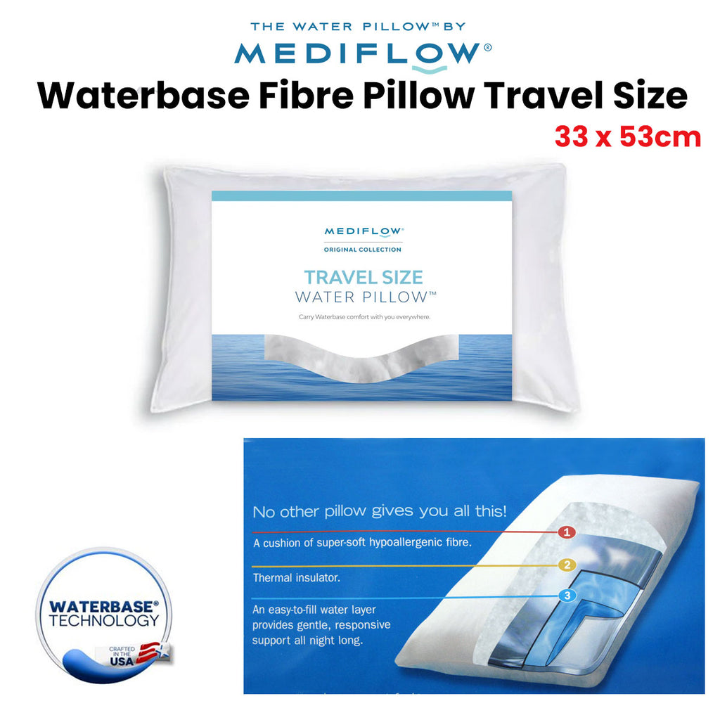 Mediflow Travel Size Waterbase Fibre Pillow 33 x 53 cm