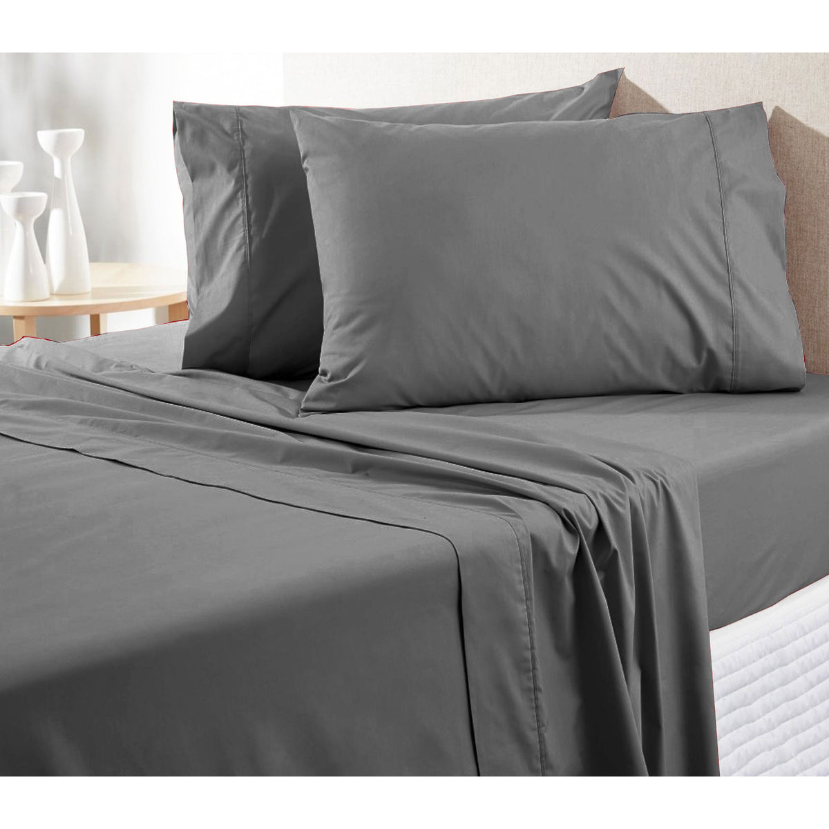 300TC Pure Cotton Sheet Set Queen Grey