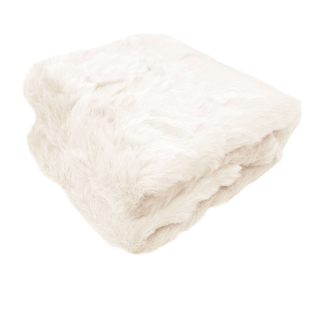 Ariana Long Fleece Faux Fur Throw Rug Cream
