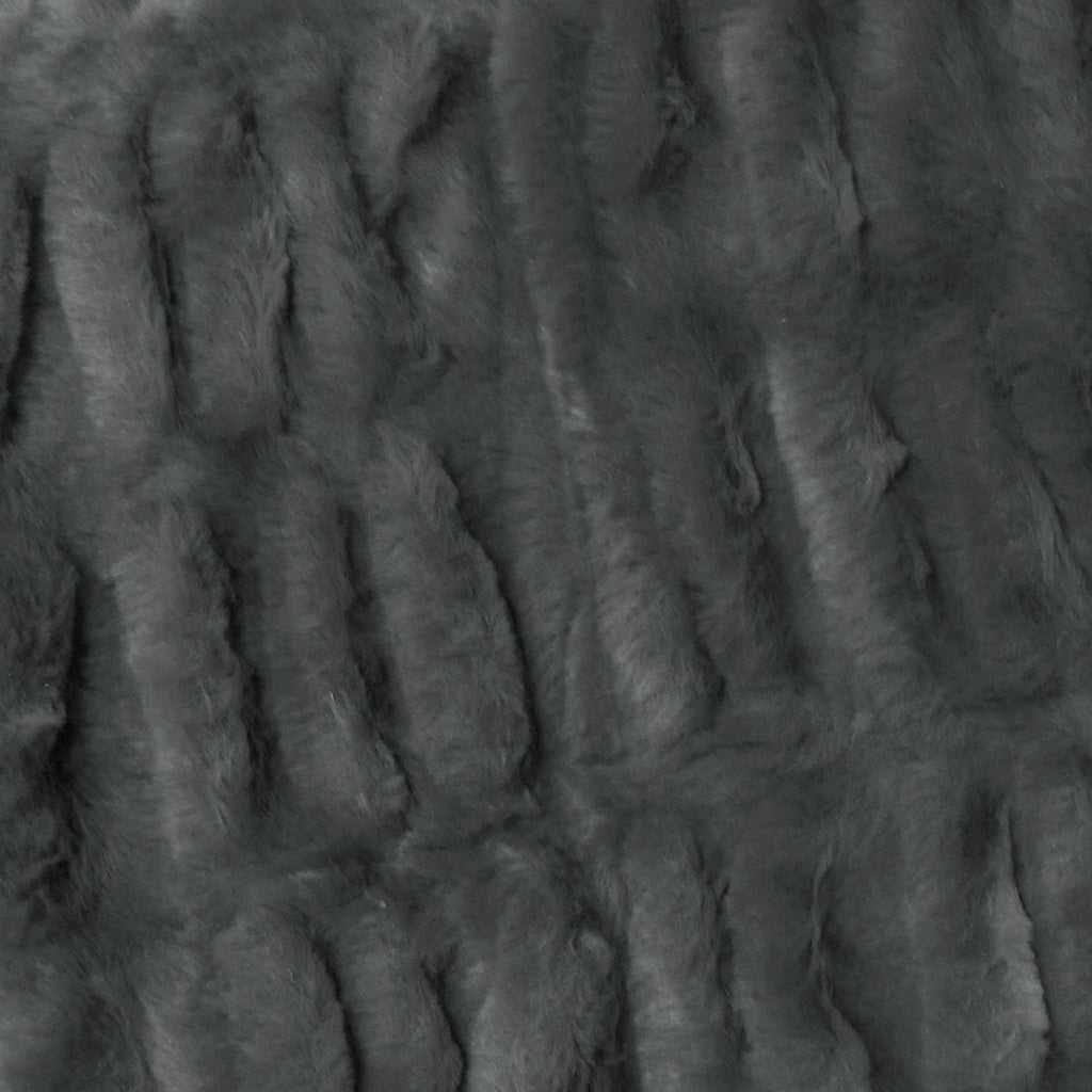 Harper Soft Ruched Pattern Faux Fur Throw Rug 127 x 152 cm Charcoal