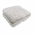 Harper Soft Ruched Pattern Faux Fur Throw Rug 127 x 152 cm Ivory