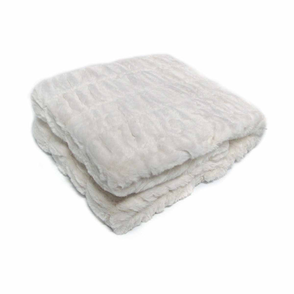 Meadow Soft Faux Fur Throw Rug 127 x 152 cm Off White