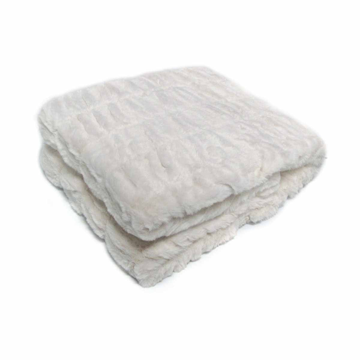 Meadow Soft Faux Fur Throw Rug 127 x 152 cm Off White