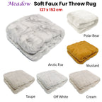 Meadow Soft Faux Fur Throw Rug 127 x 152 cm Off White