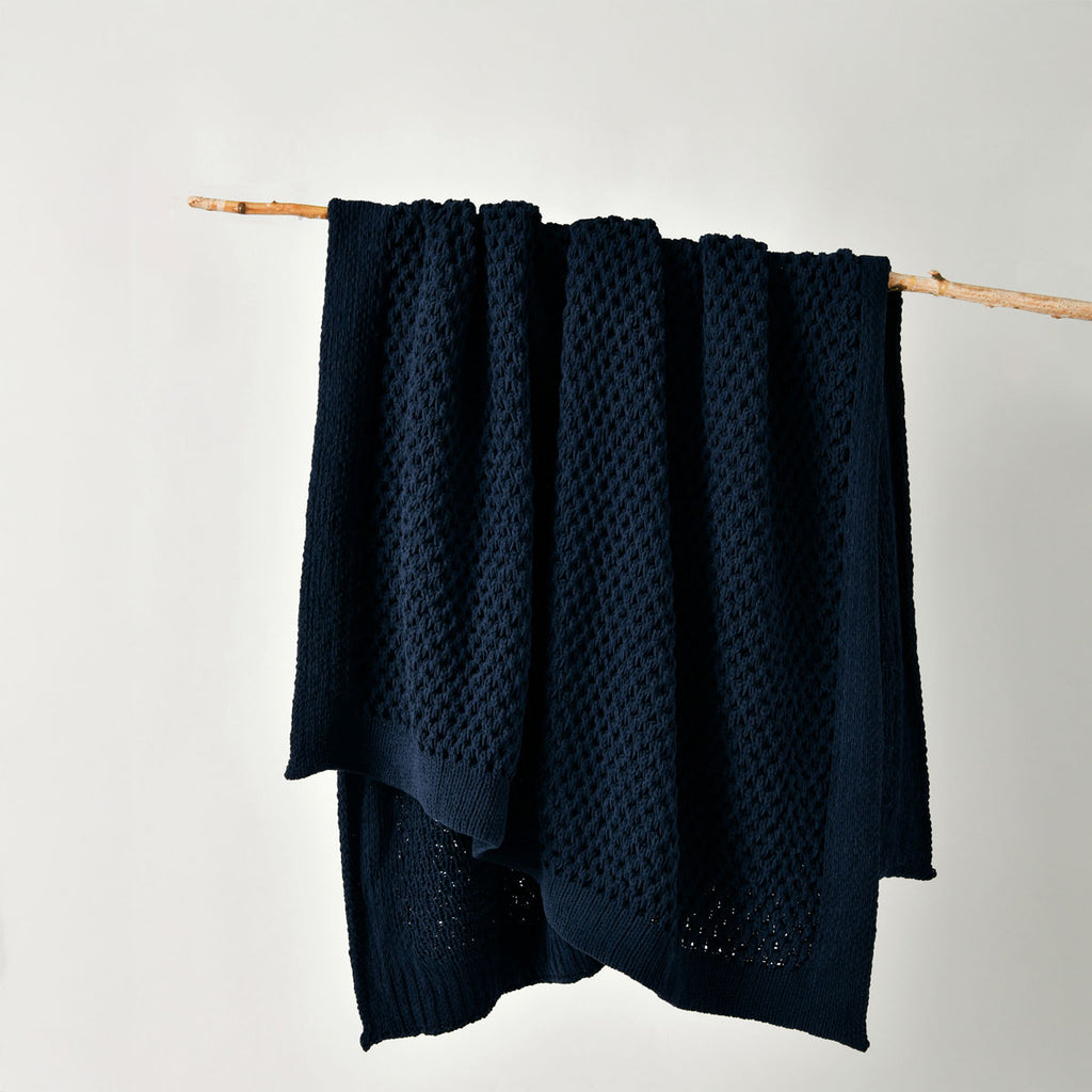 Bianca Sofala Indigo Polyester Chenille Throw Rug 130 x 170 cm
