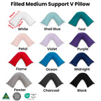 Easyrest Aus Made Medium Support Filled V Shape Pillow 64 x 39 cm Charcoal