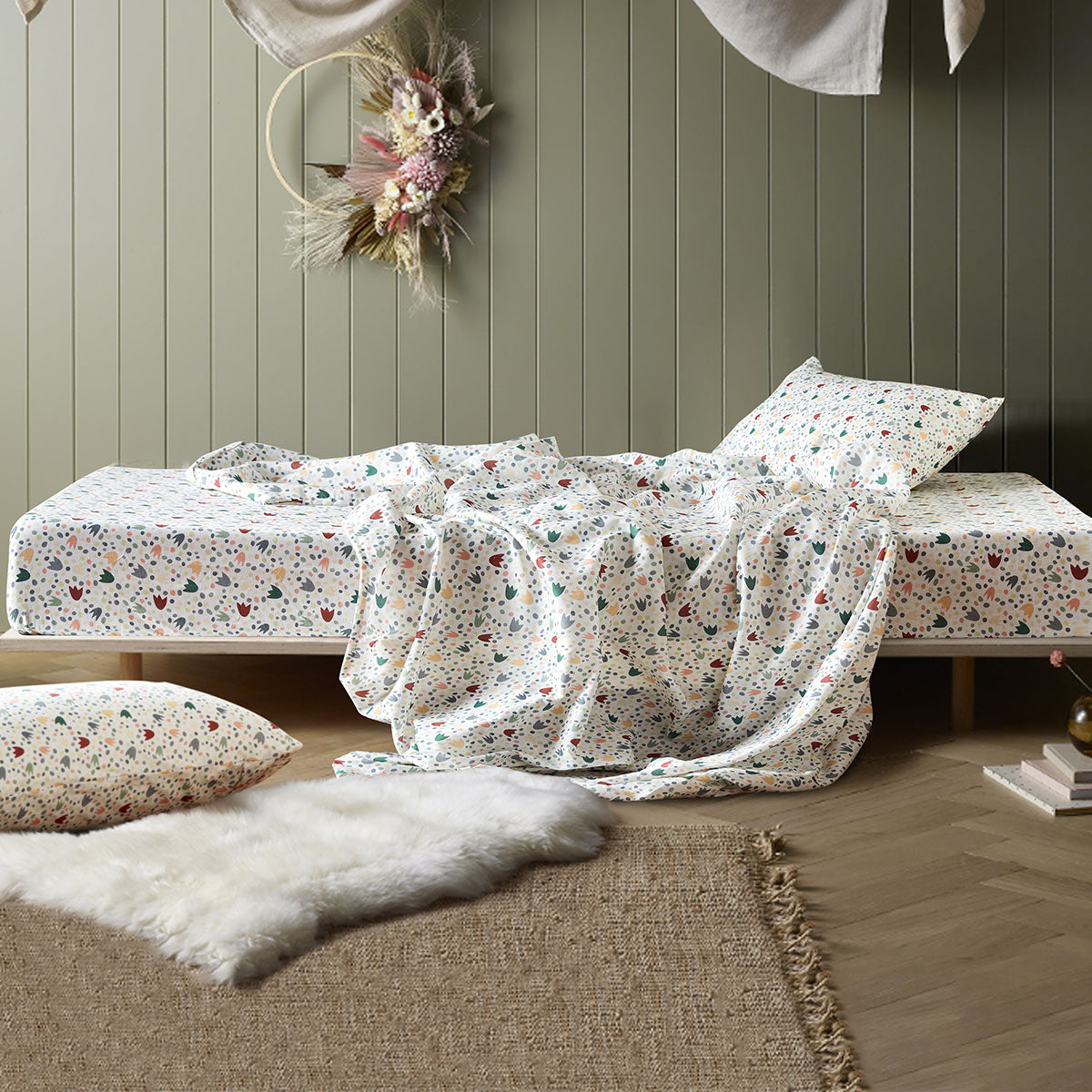 Happy Kids Dino Mania Green Cotton Sheet Set King Single