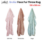 J Elliot Home Archie Terracotta Faux Fur Throw Rug 130 x 160cm