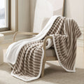 Ardor Carter Striped Boucle Throw Rug with Sherpa Reverse 130x170cm