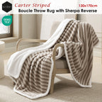 Ardor Carter Striped Boucle Throw Rug with Sherpa Reverse 130x170cm