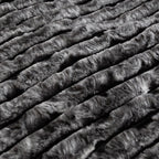 Ardor Cole Ash Striped Faux Fur Soft Plush Throw Rug 130x170cm