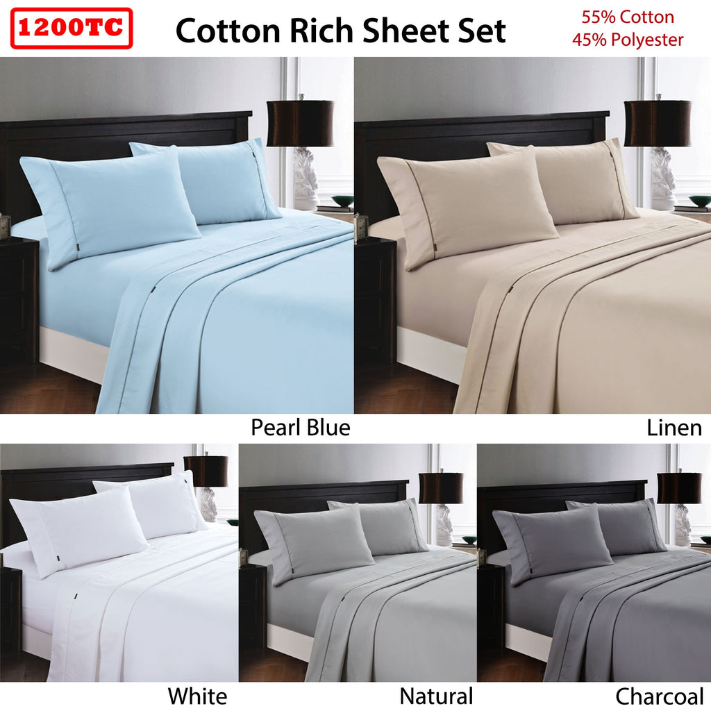 Deluxe Linen 1200TC Cotton Rich Sheet Set Linen Single