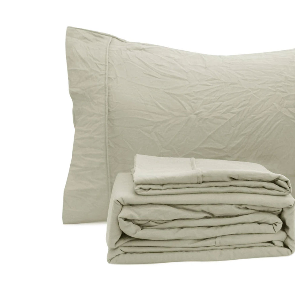 Ramesses Oatmeal Pebble Wash Linen Look Alternative Sheet Set Single