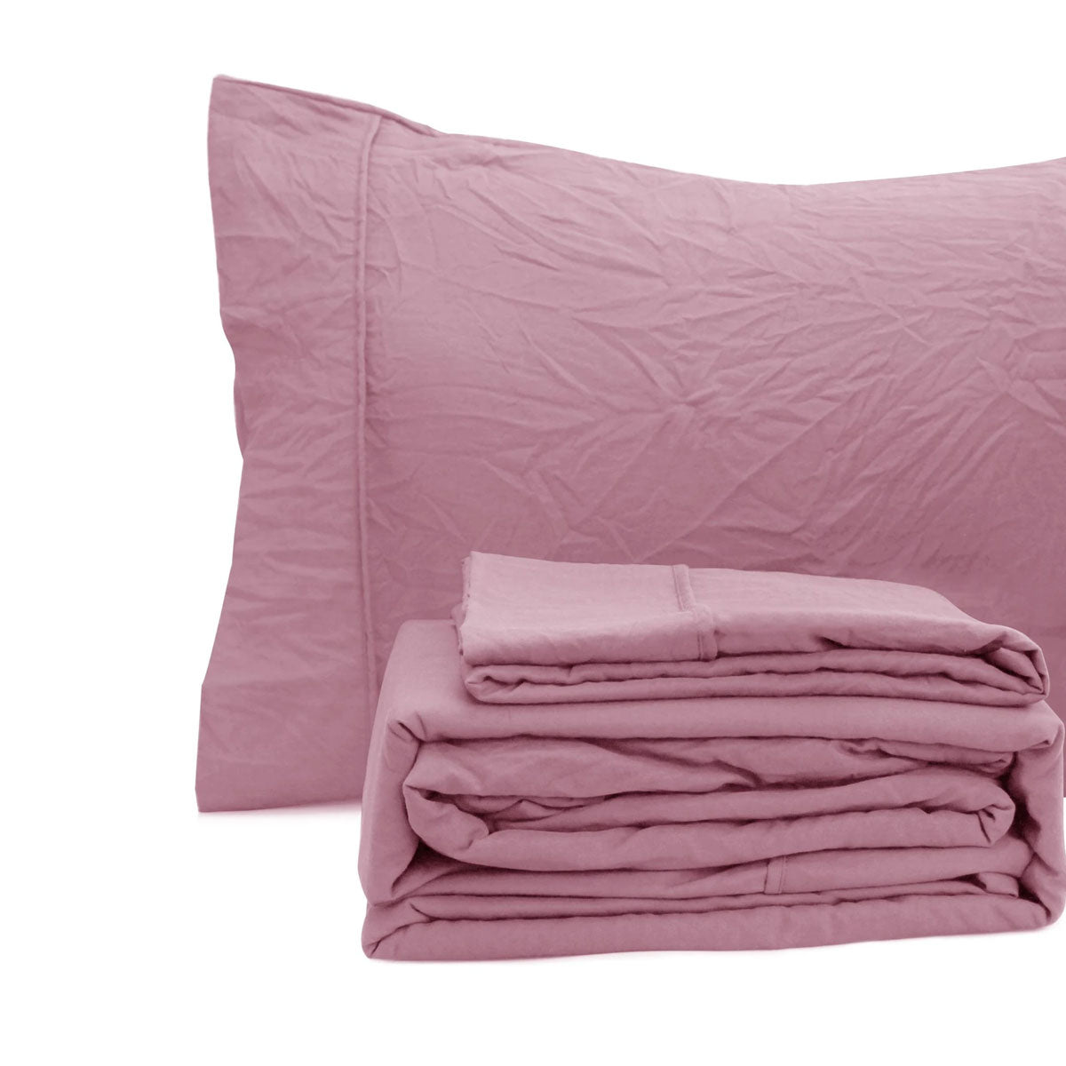 Ramesses Classic Rose Pebble Wash Linen Look Alternative Sheet Set Single