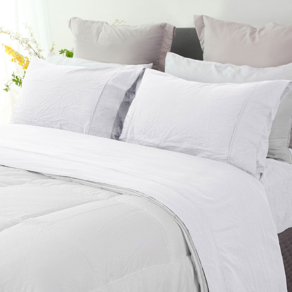 Ramesses White Pebble Wash Linen Look Alternative Sheet Set King