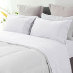 Ramesses White Pebble Wash Linen Look Alternative Sheet Set King