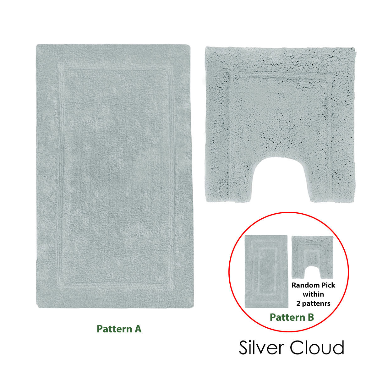 2200GSM 2 Pce Axel 100% Cotton Bath Mat Set Silver Cloud